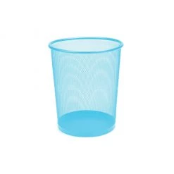 Mind Reader Round Metal Mesh Garbage Waste Basket, Blue, 1CIRGA-BLU