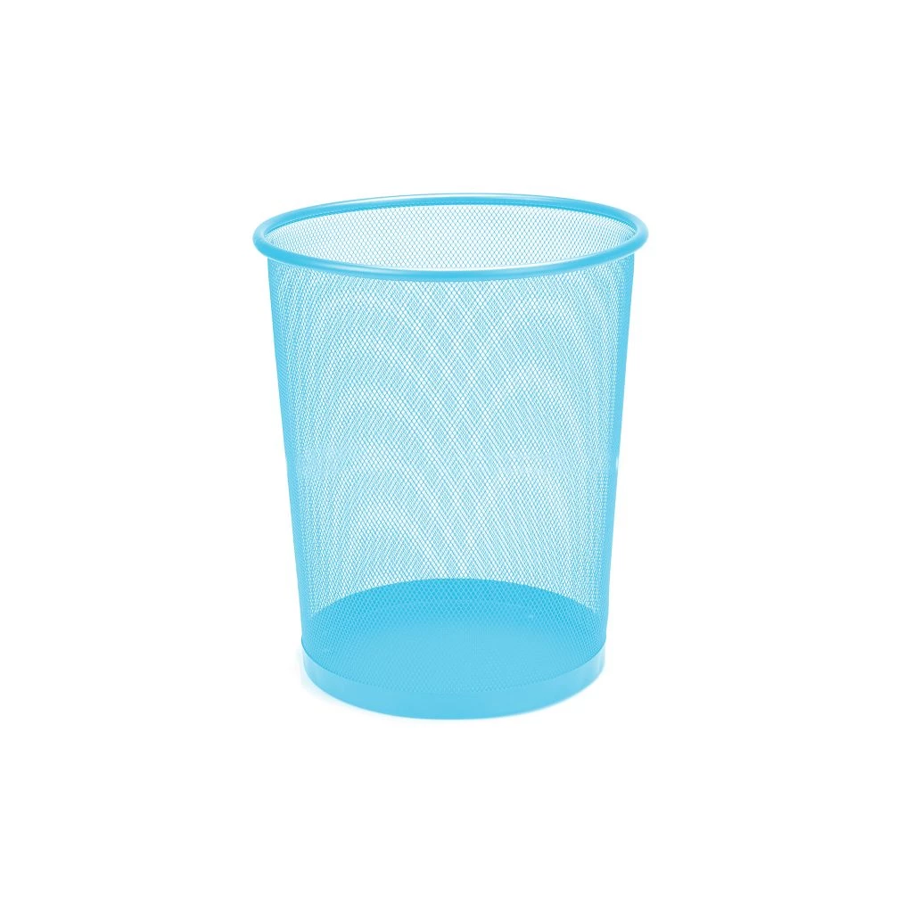 Mind Reader Round Metal Mesh Garbage Waste Basket, Blue, 1CIRGA-BLU 3 Mind Reader Round Metal Mesh Garbage Waste Basket, Blue, 1CIRGA-BLU