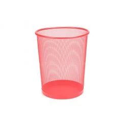 Mind Reader Round Metal Mesh Garbage Waste Basket, Red, 1CIRGA-RED