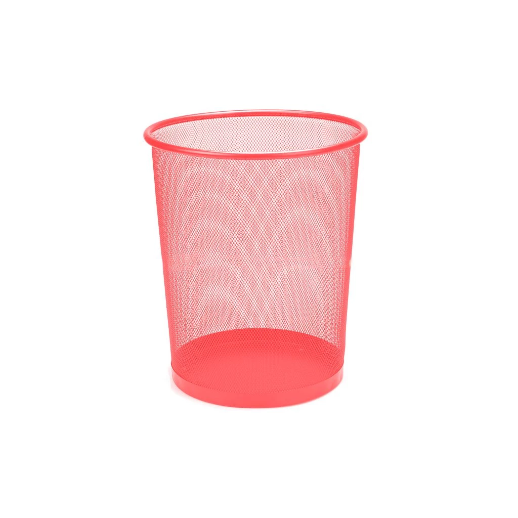 Mind Reader Round Metal Mesh Garbage Waste Basket, Red, 1CIRGA-RED 3 Mind Reader Round Metal Mesh Garbage Waste Basket, Red, 1CIRGA-RED