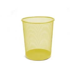 Mind Reader Round Metal Mesh Garbage Waste Basket, Yellow, 1CIRGA-YLW
