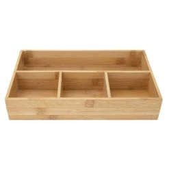 Mind Reader Bamboo Desk Organizer, Brown, 13 x 8 x 2.50 in. Overall Size, 4 sq. in. Front Sections Size, 1COMP3-BRN