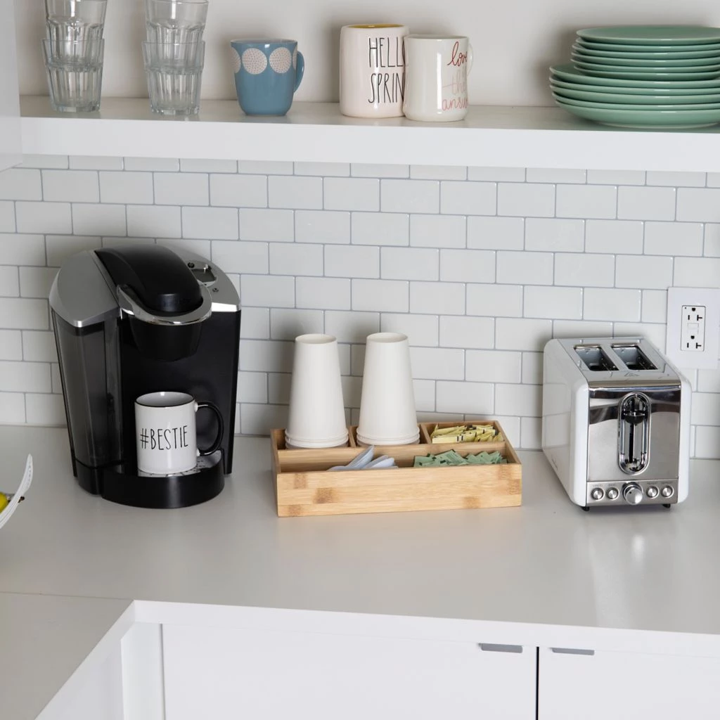 Mind Reader Bamboo Desk Organizer, Brown, 13 x 8 x 2.50 in. Overall Size, 4 sq. in. Front Sections Size, 1COMP3-BRN 4 Mind Reader Bamboo Desk Organizer, Brown, 13 x 8 x 2.50 in. Overall Size, 4 sq. in. Front Sections Size, 1COMP3-BRN - Image 2