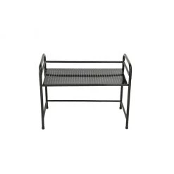 Mind Reader Metal Rack Utility Shelf and Microwave Stand with Hooks, Black, 12.75 x 23.75 x 18.75 in. , 1TCOUMIC-BLK