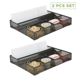 Mind Reader 6-Compartments Mesh Deep Drawer Organizers, 2 pc., Black, 2DEER-BLK