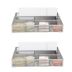 Mind Reader 6-Compartments Mesh Deep Drawer Organizers, 2 pc., Silver, 2DEER-SIL