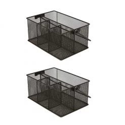 Mind Reader Storage Basket Organizers, Black, Pack of 2, 2MESHBASK-BLK