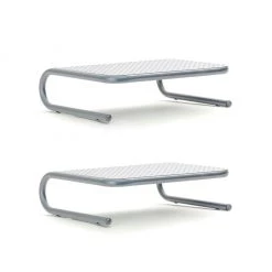 Mind Reader Metal Monitor Stands, Monitor Riser, 2 pk., 2METMONST-SIL