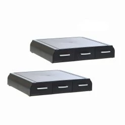 Mind Reader Monitor Stands and Desk Organizers with Drawers, 2 pk., Black, 2MONSTA3D-BLK