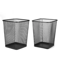 Mind Reader Square Garbage Waste Basket Set, 2 pc., Black, 2SQUAGA-BLK