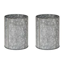 Mind Reader Galvanized Utensil Holders, Gray, 5.5 x 5.5 x 7 in., 11 Cup Capacity per Holder, Pack of 2, 2UTENGA-SIL