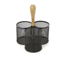 Mind Reader 3-Section Mesh Cutlery Caddy, Black, 7.5 x 7.5 x 9.5 in. , 3CIRMESH-BLK