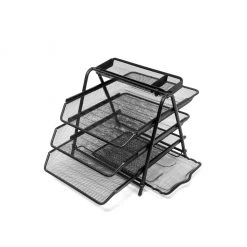 Mind Reader 3-Tray Desktop Document Letter Organizer with Pull Out Drawer, Black, 3TFILE-BLK