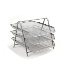Mind Reader Desk Organizer with 3 Sliding Trays, Silver, 3TPAPER-SIL