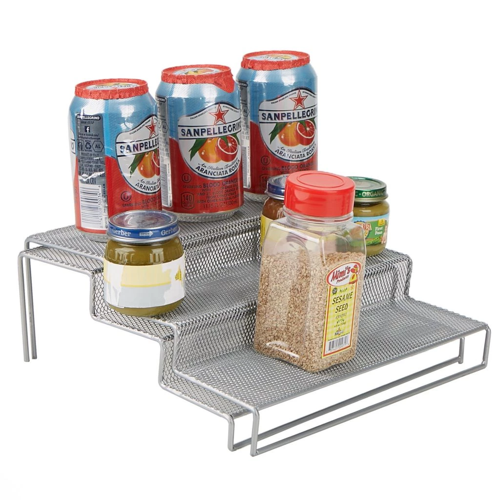 Mind Reader 3 Tier Metal Mesh Multi-Purpose Kitchen Storage Risers, 2 Pack, Silver, 3TSHELF2-SIL 4 Mind Reader 3 Tier Metal Mesh Multi-Purpose Kitchen Storage Risers, 2 Pack, Silver, 3TSHELF2-SIL - Image 2