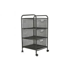 Mind Reader 3-Drawer Mesh Rolling Cart, Black, 3VERTM-BLK