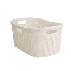 Mind Reader Laundry Basket with Cutout Handles, 40L, Ivory, 40 lb.ASK-IVO