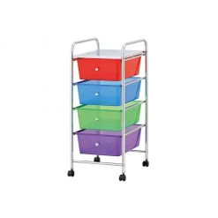 Mind Reader 4-Drawers Storage Rolling Cart with Removable Containers, 4DPTROLL-ASST