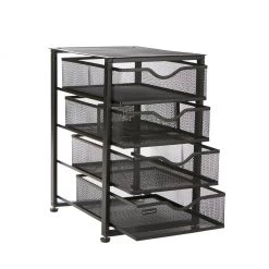 Mind Reader 4-Tiered Drawers Cabinet, Black, 4TMCA-BLK