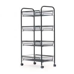 Mind Reader All-Purpose Utility Cart with Wheels, Black, 4TOCART-BLK