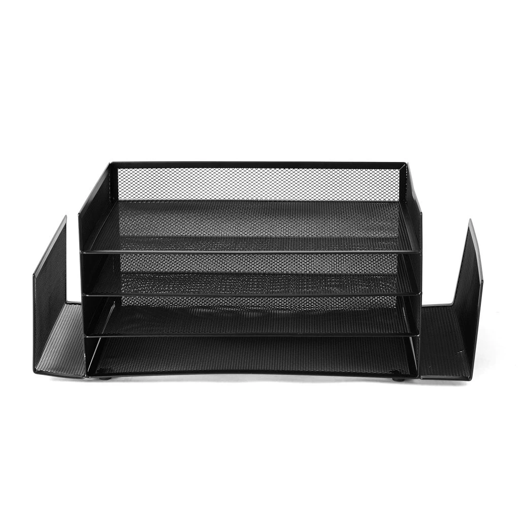Mind Reader 6-Compartment Desk Organizer with 2 Side Compartments, 4 Trays, 2 Side File Holders, Black, 4TSIDE2-BLK 3 Mind Reader 6-Compartment Desk Organizer with 2 Side Compartments, 4 Trays, 2 Side File Holders, Black, 4TSIDE2-BLK