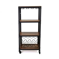 Mind Reader 4 Tier Rolling Bar Cart, Black, 4WINEC-BLK