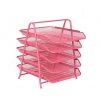 Mind Reader Desk Organizer with 5 Sliding Trays, Pink, 5TPAPER-PNK -Mind Reader store 1644041