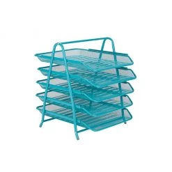 Mind Reader Desk Organizer with 5 Sliding Trays, Turquoise, 5TPAPER-TUR