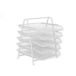 Mind Reader Desk Organizer with 5 Sliding Trays, White, 5TPAPER-WHT