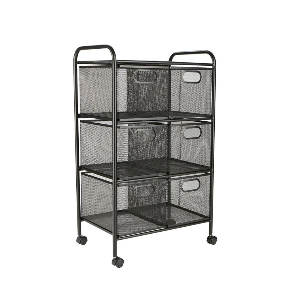 Mind Reader 3-Tier Metal Rolling Organizer Cart with 6 Drawers, Black, 6DRMESH-BLK 3 Mind Reader 3-Tier Metal Rolling Organizer Cart with 6 Drawers, Black, 6DRMESH-BLK