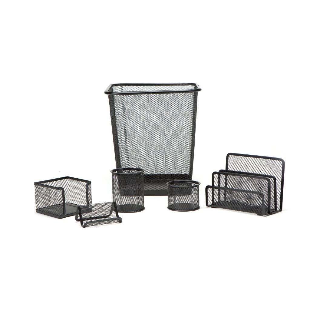 Mind Reader 6 pc. Desk Organizer Set with Metal Mesh Trash Can, Black, 6MGDORG-BLK 3 Mind Reader 6 pc. Desk Organizer Set with Metal Mesh Trash Can, Black, 6MGDORG-BLK
