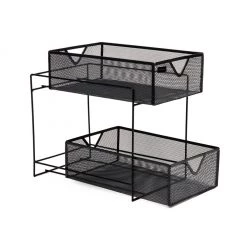 Mind Reader 2-Tier Metal Mesh Organizer with Slide-Out Basket Drawer, Black 13 Mind Reader 2-Tier Metal Mesh Organizer with Slide-Out Basket Drawer, Black -Mind Reader store 1644167 A4