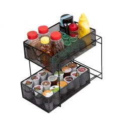 Mind Reader 2-Tier Metal Mesh Organizer with Slide-Out Basket Drawer, Black 14 Mind Reader 2-Tier Metal Mesh Organizer with Slide-Out Basket Drawer, Black -Mind Reader store 1644167 A5