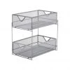 Mind Reader 2-Tier Metal Mesh Organizer with Slide-Out Basket Drawer, Silver 2 Mind Reader 2-Tier Metal Mesh Organizer with Slide-Out Basket Drawer, Silver -Mind Reader store 1644172