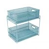 Mind Reader 2-Tier Metal Mesh Organizer with Slide-Out Basket Drawer, Turquoise, CABASK2T-TUR 2 Mind Reader 2-Tier Metal Mesh Organizer with Slide-Out Basket Drawer, Turquoise, CABASK2T-TUR -Mind Reader store 1644173