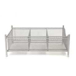 Mind Reader 3-Compartment Metal Mesh Sliding Storage Basket & Organizer, Home, Office, Kitchen, Bathroom, Silver, CABASK-SIL