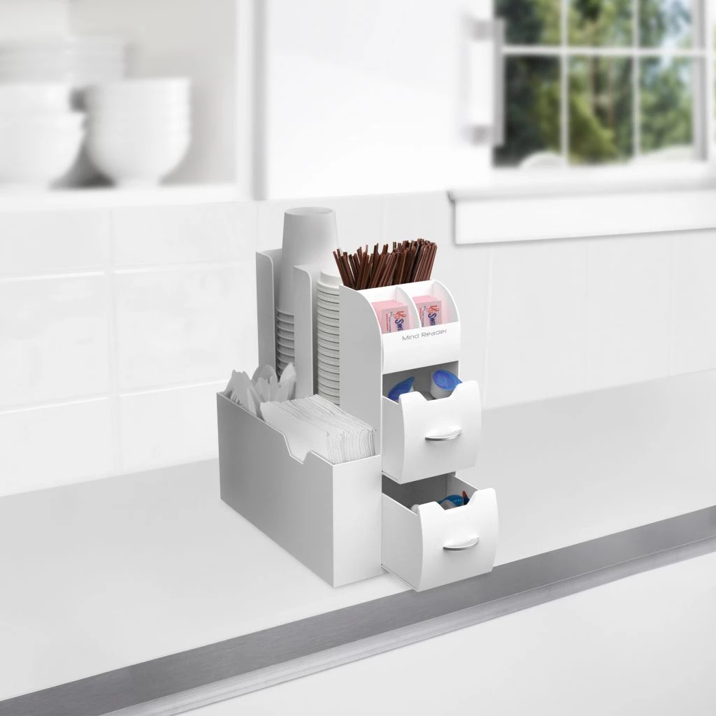 Mind Reader Coffee Caddy Condiment Storage Organizer, White, CAD01-WHT 4 Mind Reader Coffee Caddy Condiment Storage Organizer, White, CAD01-WHT - Image 2