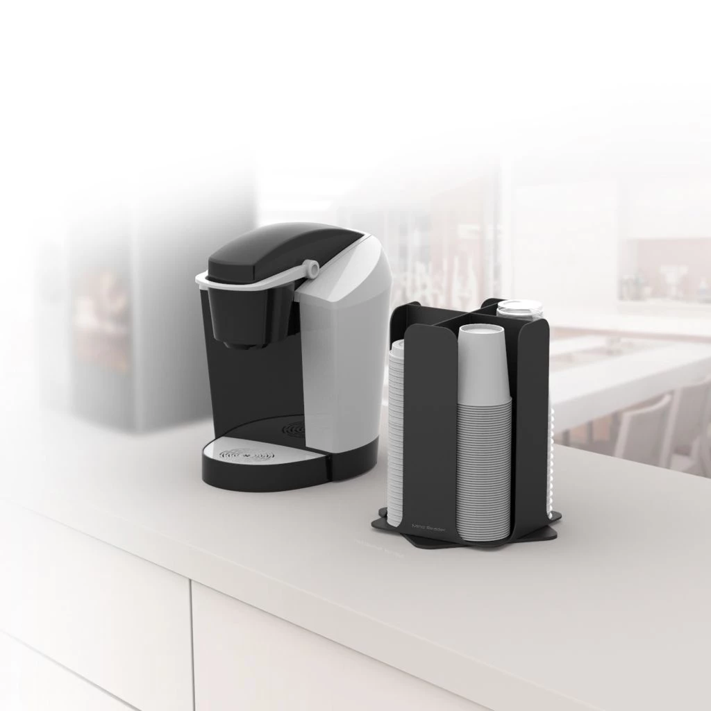 Mind Reader 4 Compartment Carousel Cup and Lid Organizer, Black, CDISP-BLK 4 Mind Reader 4 Compartment Carousel Cup and Lid Organizer, Black, CDISP-BLK - Image 2