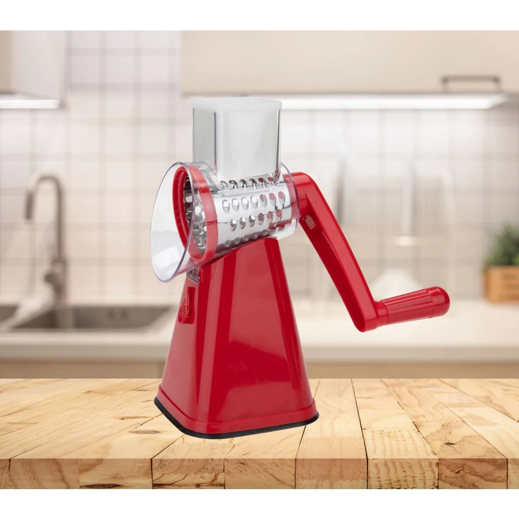 Mind Reader Rotary Drum Cheese Grater, Vegetable Shredder, Food Slicer and Chopper, Red, CHOPCHOP-RED 4 Mind Reader Rotary Drum Cheese Grater, Vegetable Shredder, Food Slicer and Chopper, Red, CHOPCHOP-RED - Image 2