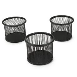 Mind Reader Metal Mesh Paper Clip Holders 3-Pack, Desk Accessory Organizers, Office Organization, Black, CLIPMESH3-BLK