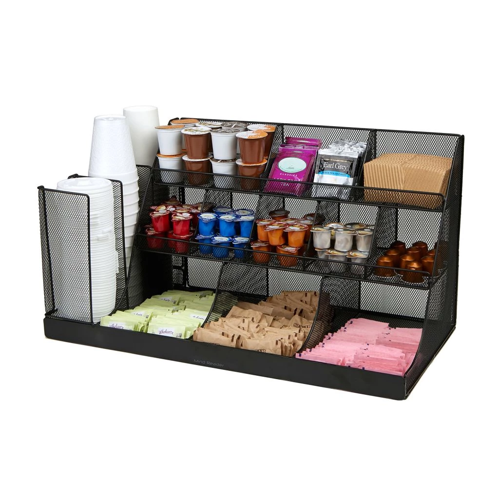 Mind Reader 3-Tier 14-Compartment Breakroom Condiment Organizer, Black, CMG2MESH-BLK 4 Mind Reader 3-Tier 14-Compartment Breakroom Condiment Organizer, Black, CMG2MESH-BLK - Image 2