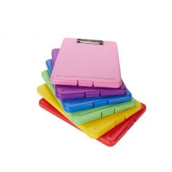 Mind Reader Plastic Clipboards with Portfolio Storage, 13 x 9.25 x 1 in., For Letter and A4 Paper, 6-Pack, COLCLIP6-ASST