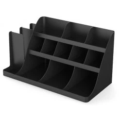 Mind Reader 14 Compartment 3 Tier Breakroom Coffee Condiment Organizer, Black, COMORG2-BLK