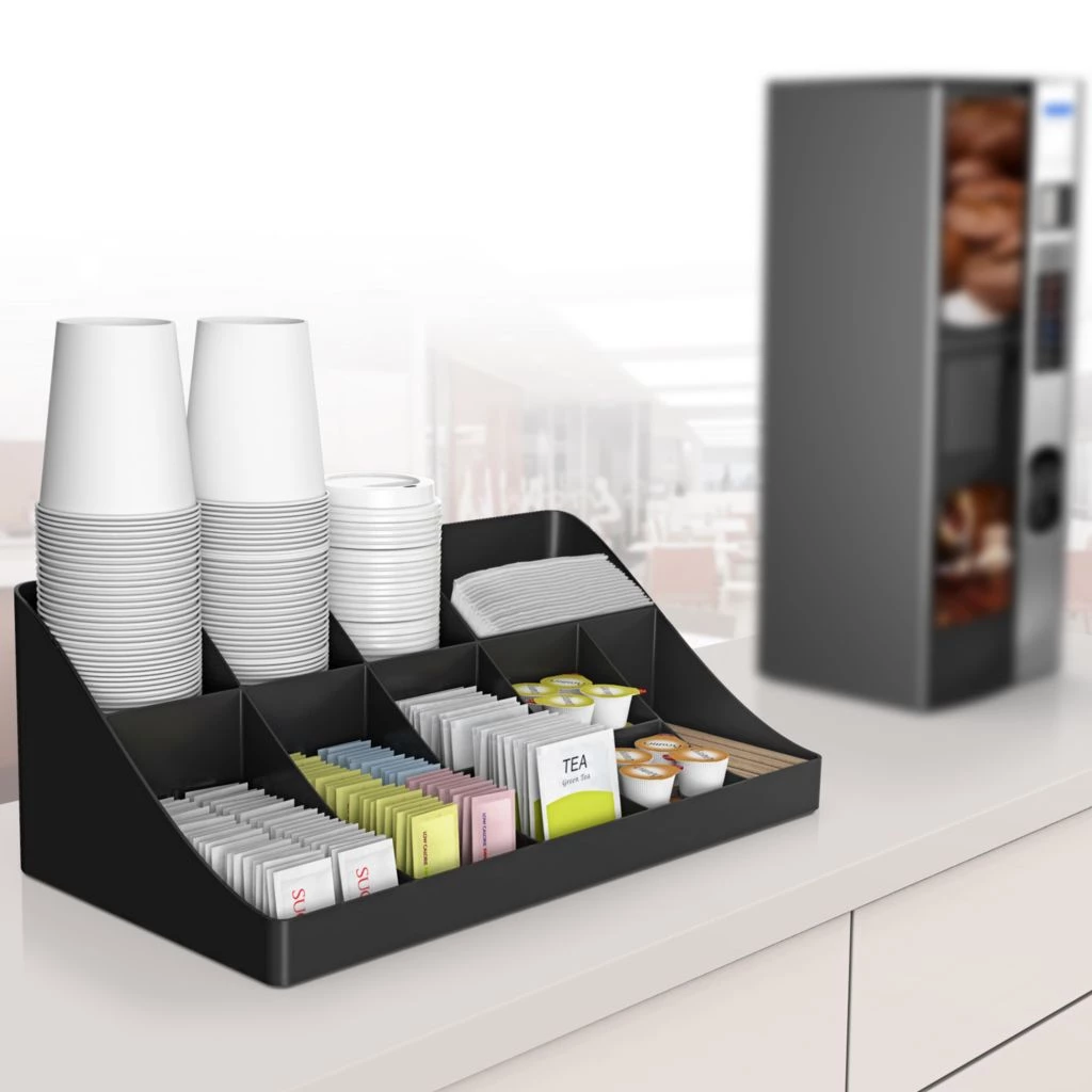 Mind Reader 11 Compartment Breakroom Coffee Condiment Organizer, Black, COMORG-BLK 4 Mind Reader 11 Compartment Breakroom Coffee Condiment Organizer, Black, COMORG-BLK - Image 2