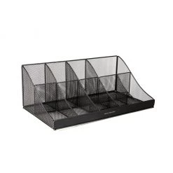 Mind Reader 11 Compartment Break Room Coffee Condiment Organizer, Black, COMORGMESH-BLK