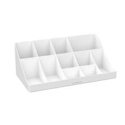 Mind Reader 11 Compartment Breakroom Coffee Condiment Organizer, White, COMORG-WHT