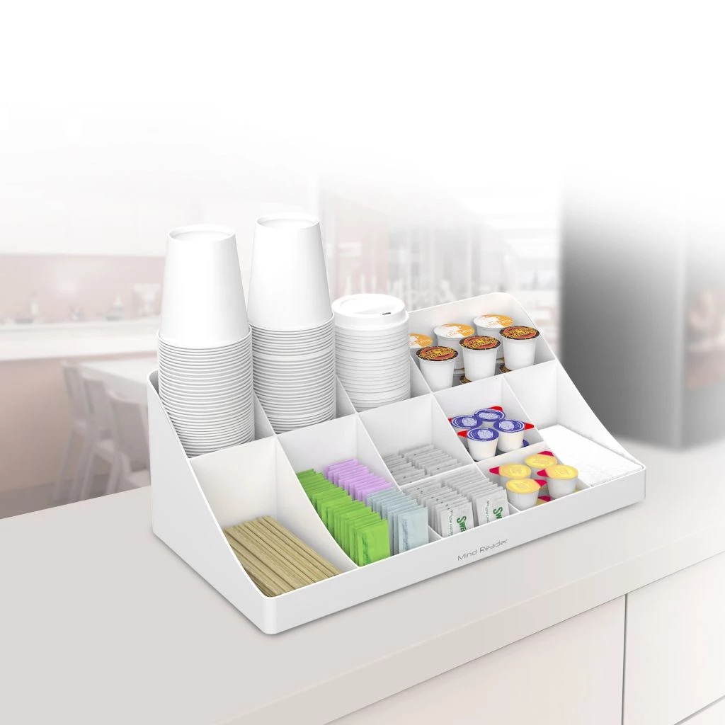 Mind Reader 11 Compartment Breakroom Coffee Condiment Organizer, White, COMORG-WHT 4 Mind Reader 11 Compartment Breakroom Coffee Condiment Organizer, White, COMORG-WHT - Image 2