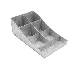 Mind Reader 7 Compartment Galvanized Break Room Condiment Organizer, Silver, COMP7GALV-SIL