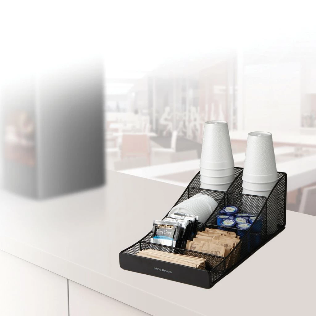 Mind Reader 7 Compartment Tea/Coffee Condiment Organizer, Black, COMP7MESH-BLK 4 Mind Reader 7 Compartment Tea/Coffee Condiment Organizer, Black, COMP7MESH-BLK - Image 2