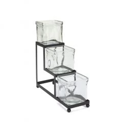 Mind Reader 3 Compartment Tiered Condiment Server Jar Stand, Black, CONJAR3-BLK